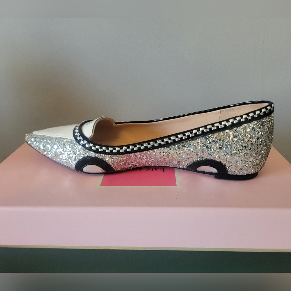 Kate Spade Gogo Glitter Taxi Flats, VGUC, Size 5.5 - Picture 8 of 13